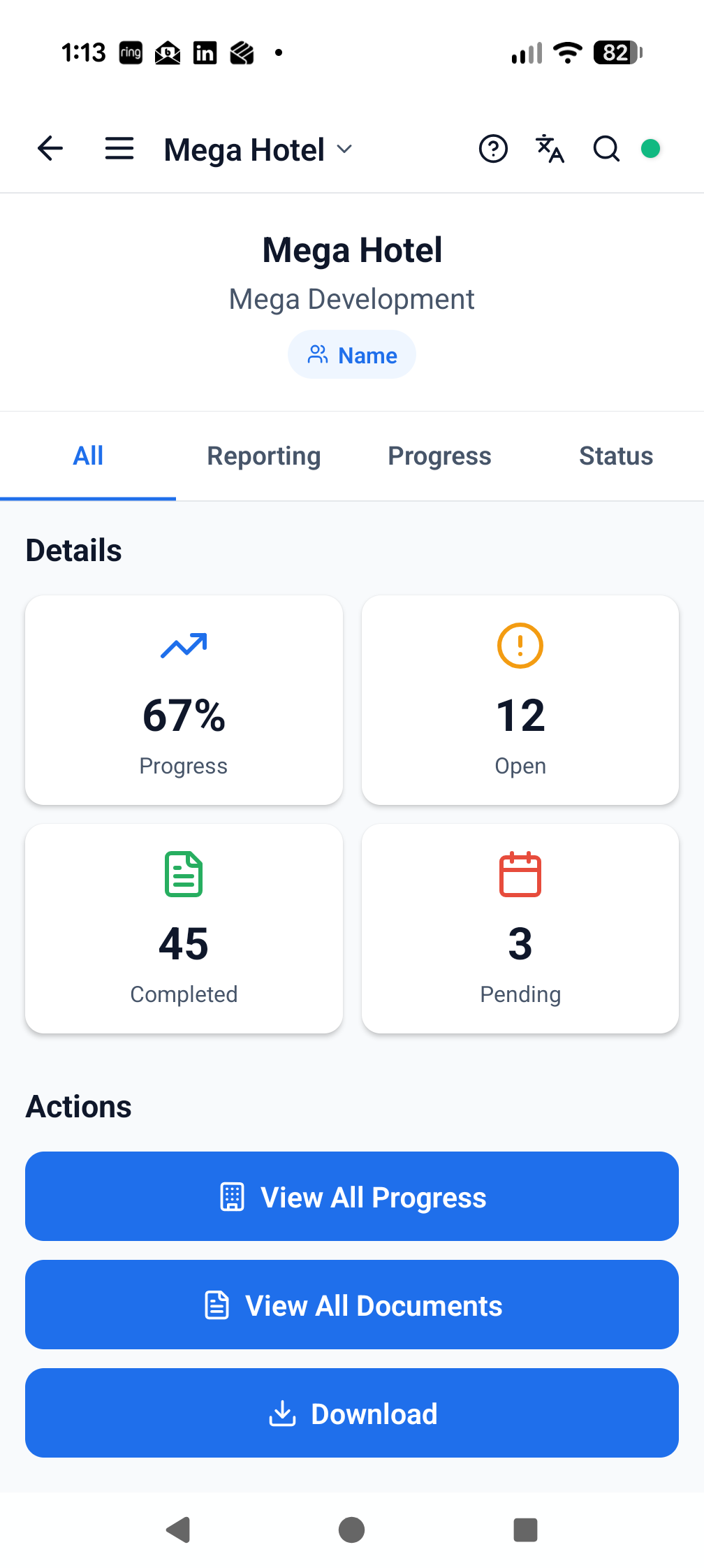 ProTrac CMS English client reporting